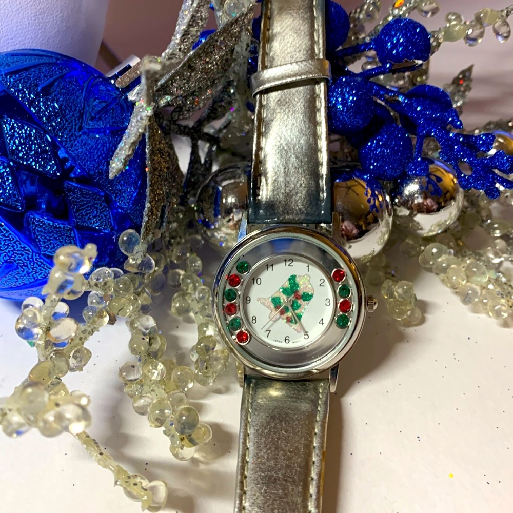 Silver Christmas Bell Watch, FREE extra gold band, NWT